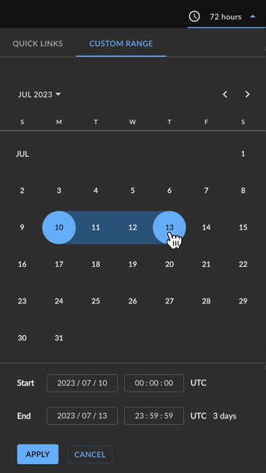Dashboard Date/Time Picker