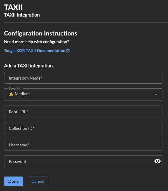 Create a New TAXII 2.1 Integration