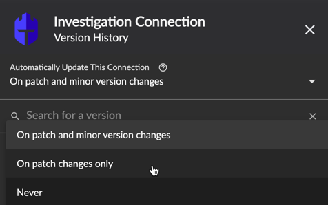 Automatic Update Options on a Connection