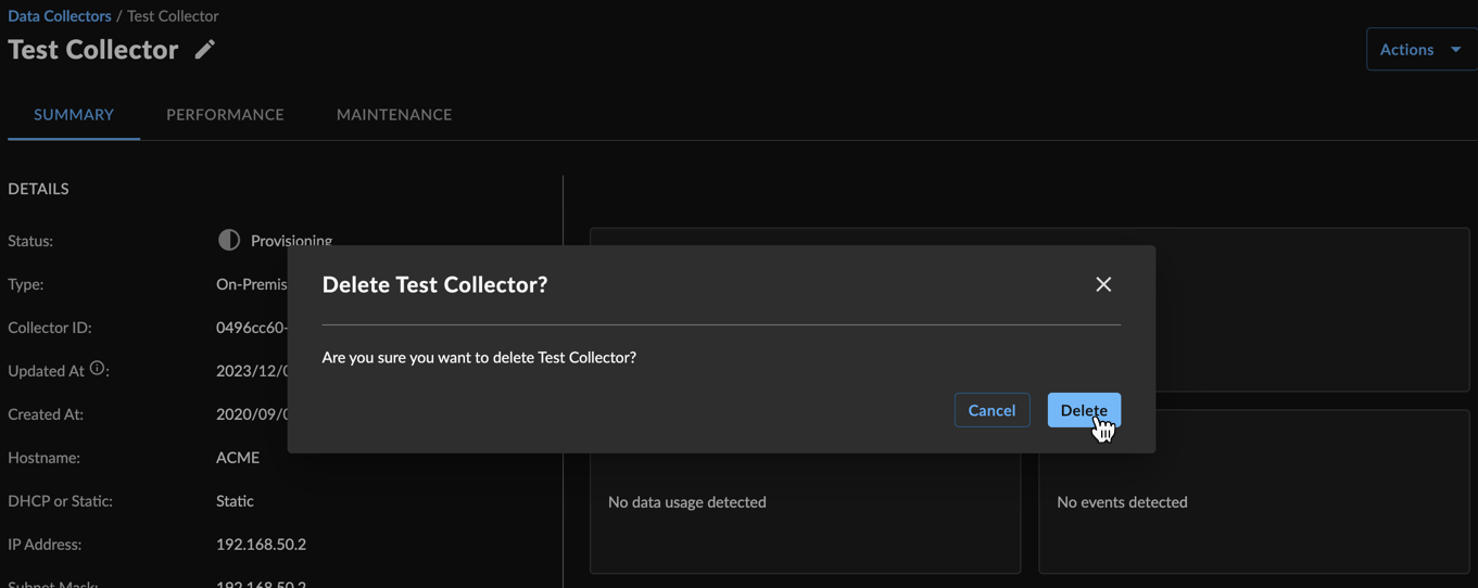 Deleting a Collector