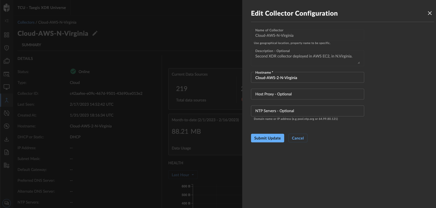 Edit Collector Configuration Slideout