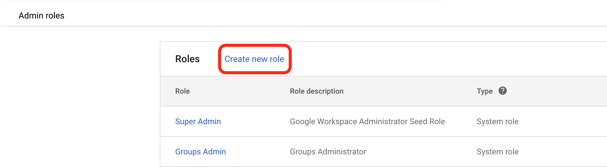 Google Create Custom Admin Role
