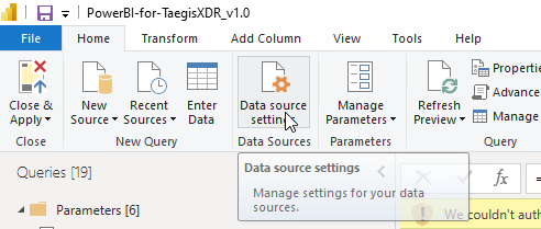 Select Data Source Settings from Home Tab