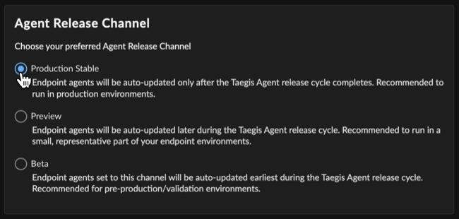 Agent Release Channels