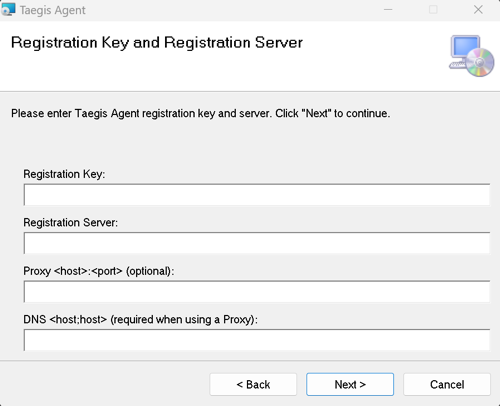Enter Registration Key and Server