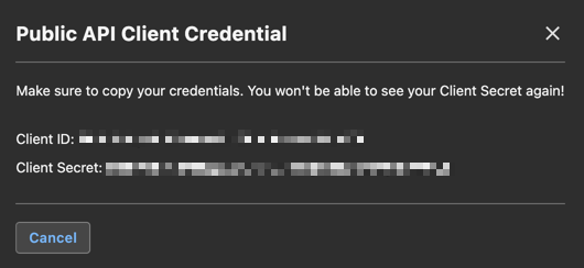 Public API Client Credentials